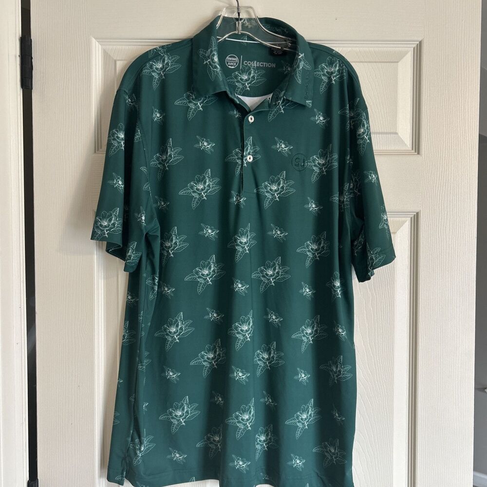 Swing Juice Golf Polo Shirt Masters Green Azalea Mens Large Performance